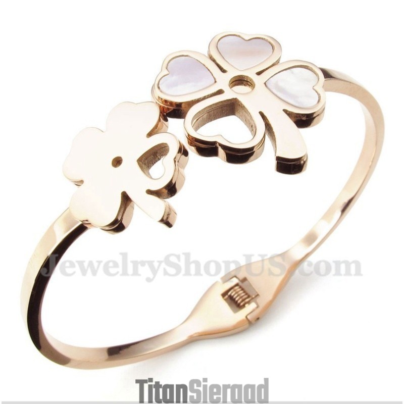 Heren Titanium Roségouden Klaverarmband