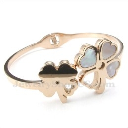 Heren Titanium Roségouden Klaverarmband