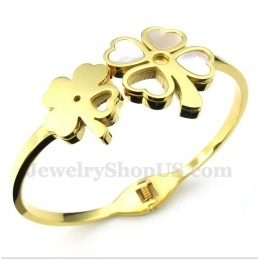 Heren Titanium Gouden Klaver Armband