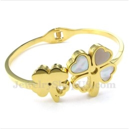 Heren Titanium Gouden Klaver Armband