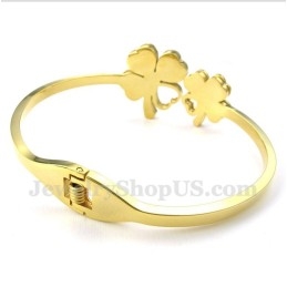 Heren Titanium Gouden Klaver Armband