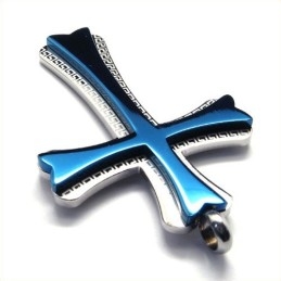 Nieuwe Stijl Kruis Titanium Hanger (Blauw)