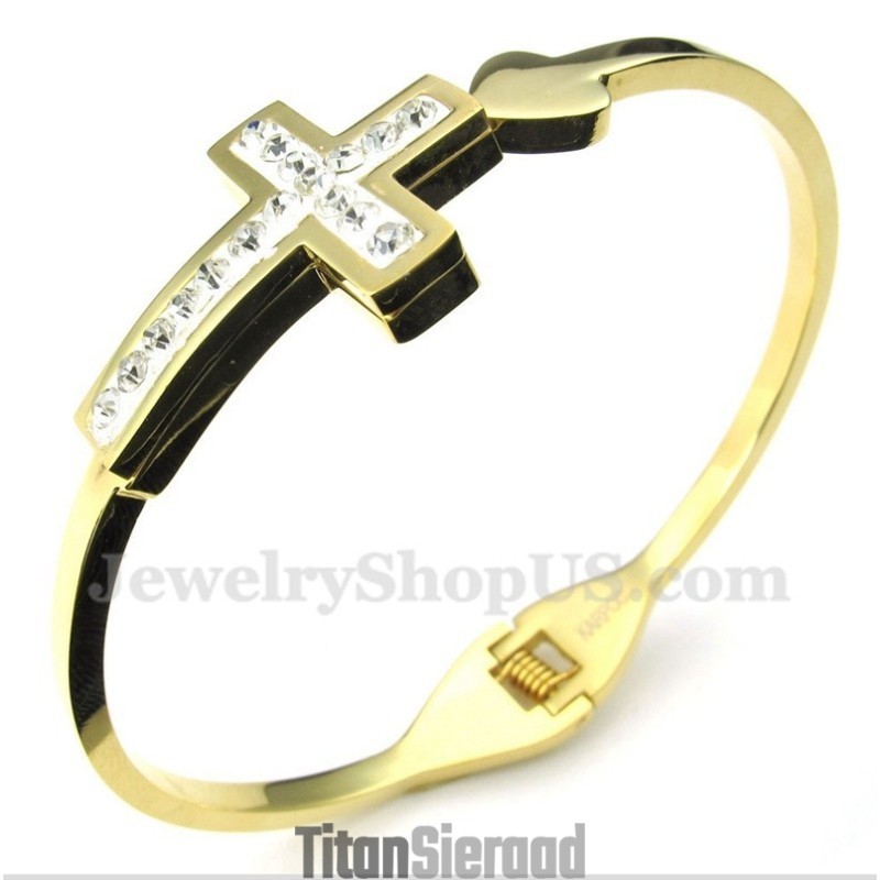 Titanium Gouden Kruisarmband Voor Heren