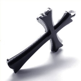 Nieuwe Stijl Kruis Titanium Hanger (Zwart)