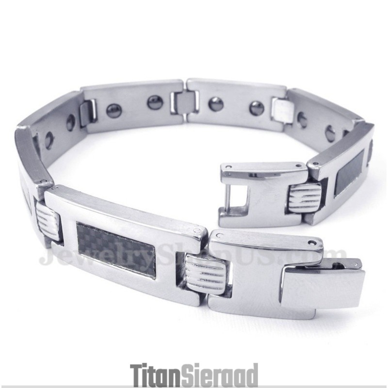 Heren Titanium Koolstofvezel Magneet Armband