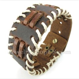 Heren Leren Titanium Armband