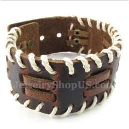 Heren Leren Titanium Armband