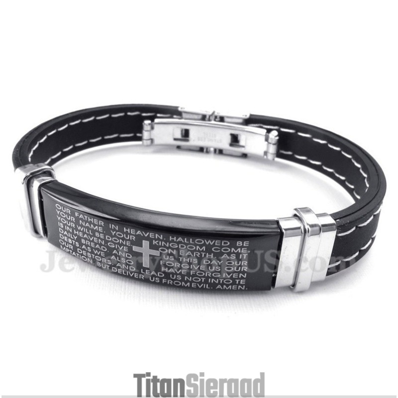Titanium Bijbelvers Rubberen Armband Voor Heren Titanium Bijbelvers Rubberen Armband Voor Heren