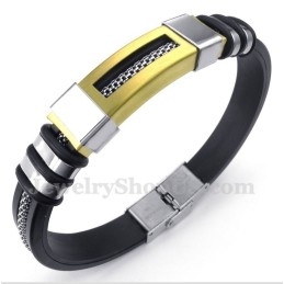 Heren Titanium Rubberen Gouden Armband