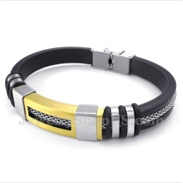 Heren Titanium Rubberen Gouden Armband