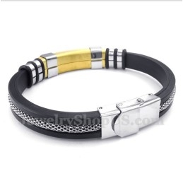 Heren Titanium Rubberen Gouden Armband