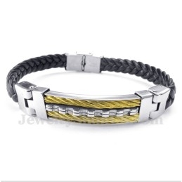 Heren Titanium Leren Armband
