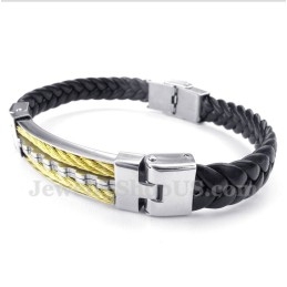 Heren Titanium Leren Armband