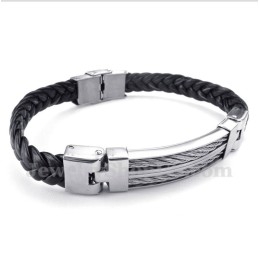 Heren Titanium Leren Armband