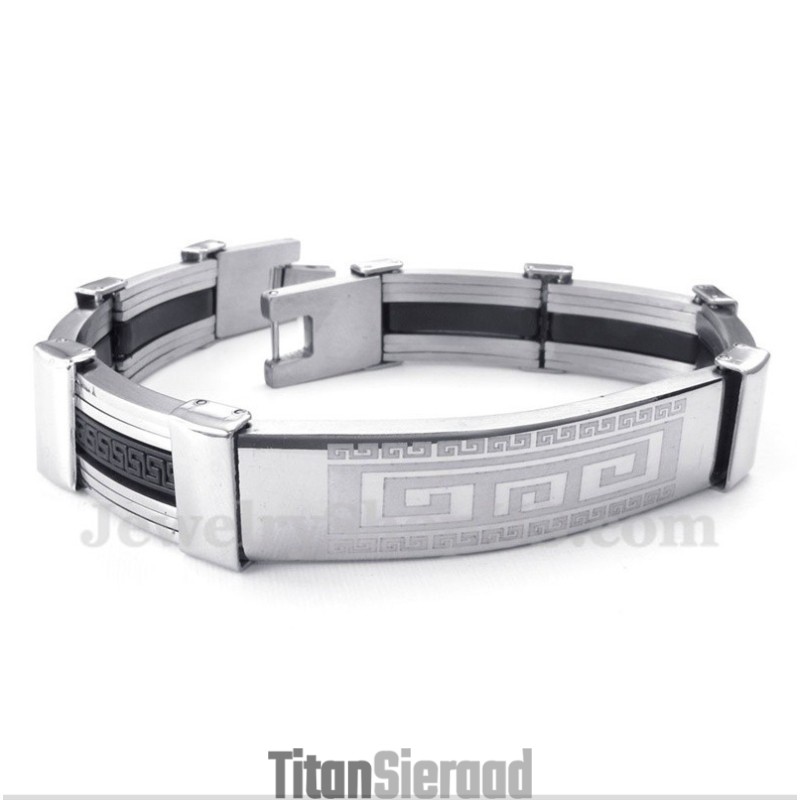 Herenarmband Van Titaniumrubber Met Grieks Meanderpatroon