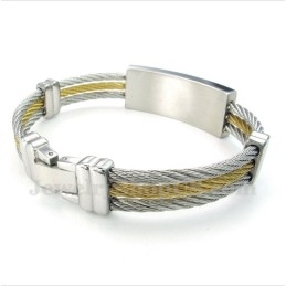 Heren Titanium Griekse Meanderpatroon Kabelarmband