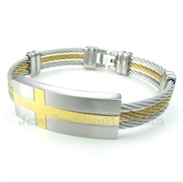 Titanium Cross Cable Armband Voor Heren