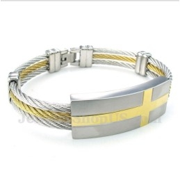 Titanium Cross Cable Armband Voor Heren