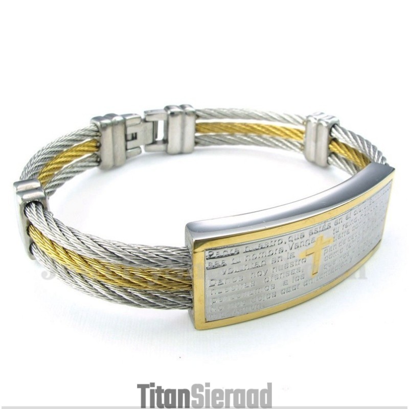Titanium Kabelarmband Met Bijbelvers Voor Heren Titanium Kabelarmband Met Bijbelvers Voor Heren