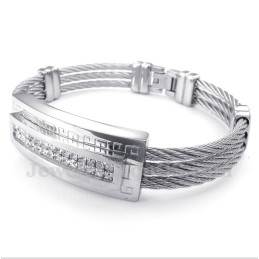 Heren Titanium Diamant Kabel Armband
