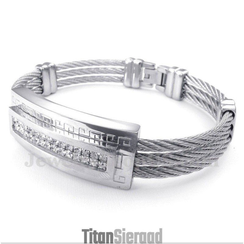 Heren Titanium Diamant Kabel Armband