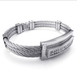 Heren Titanium Diamant Kabel Armband