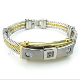 Heren Titanium Diamant Kabel Armband