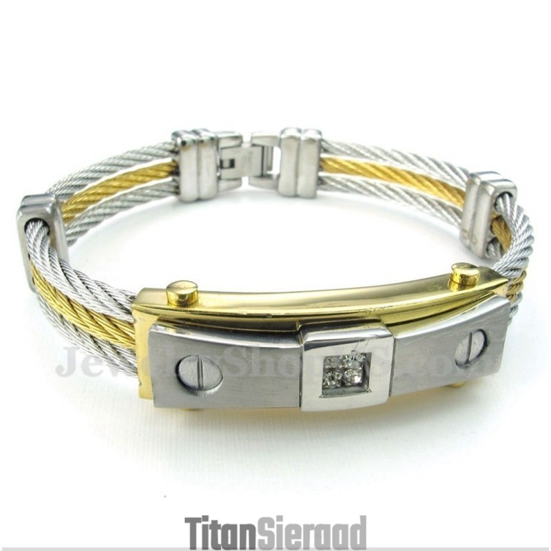 Heren Titanium Diamant Kabel Armband