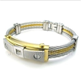 Heren Titanium Diamant Kabel Armband