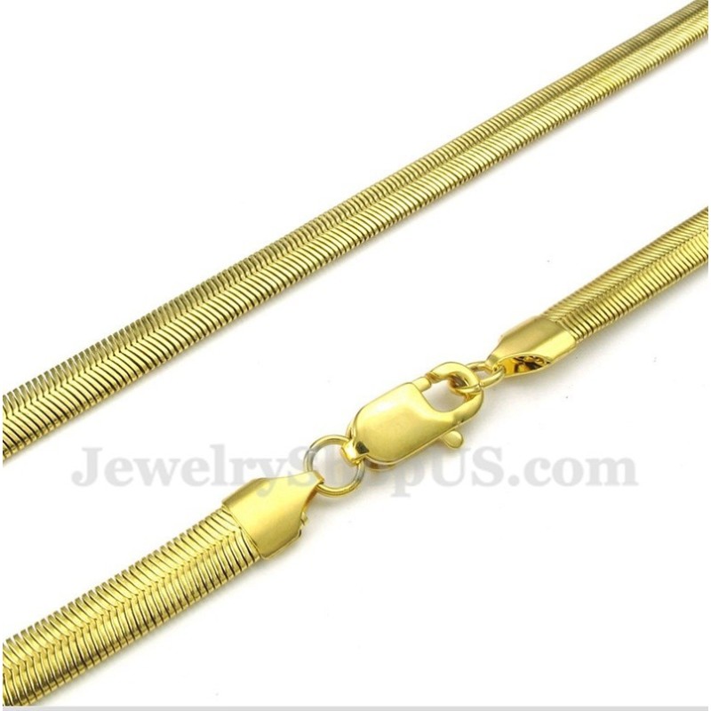Heren 20 Inch Titanium Gouden Slangenketting Heren 20 Inch Titanium Gouden Slangenketting