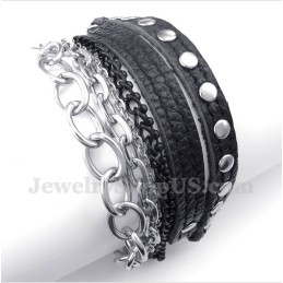 Heren Titanium Leren Armband