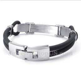 Heren Titanium Kabel Leren Armband