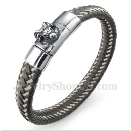 Heren Titanium Aries Leren Kabelarmband