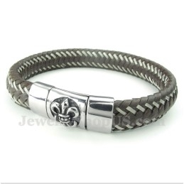 Heren Titanium Leren Kabelarmband