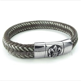 Heren Titanium Leren Kabelarmband