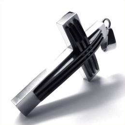 Nieuwe Stijl Geweven Kruis Titanium Hanger (Zwart)