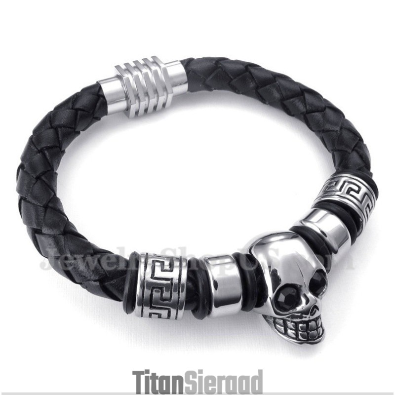 Heren Leren Titanium Armband Heren Leren Titanium Armband