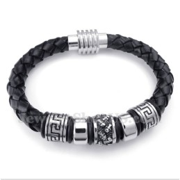 Heren Leren Titanium Armband