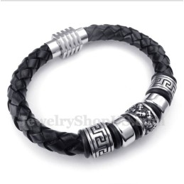 Heren Leren Titanium Armband
