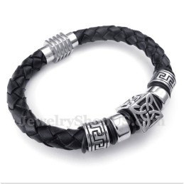Heren Leren Titanium Armband