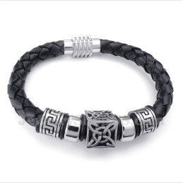 Heren Leren Titanium Armband