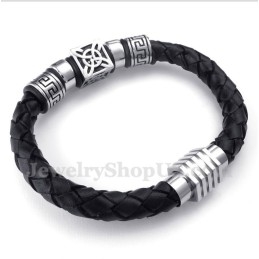 Heren Leren Titanium Armband
