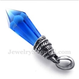 Heren Titanium Blauwe Kristallen Hexagon Prisma Hanger Met Gratis Ketting