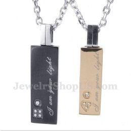 Titanium Liefdespaar Hanger Met Gratis Ketting (Één Paar)