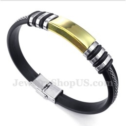 Heren Titanium Gouden Rubberen Armband