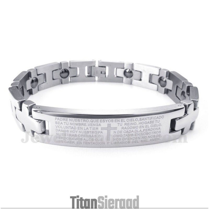 Heren Titanium Kruis Bijbelvers Magneet Armband