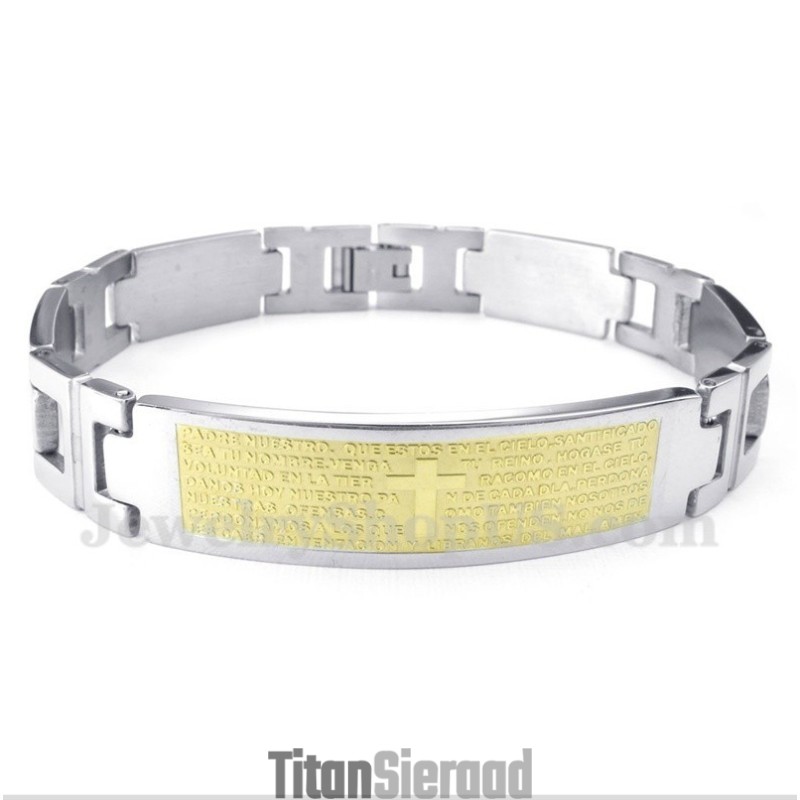 Titanium Kruis Gouden Bijbelvers Armband Voor Heren