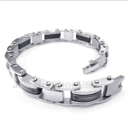 Herenarmband Van Titanium Met Griekse Meanderpatroon In Zwart