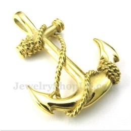 Heren Titanium Gouden Ankerhanger Met Gratis Ketting