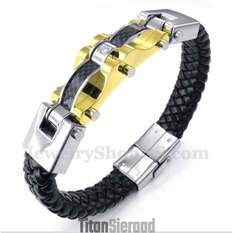 Herenarmband Van Titanium Koolstofvezelleer